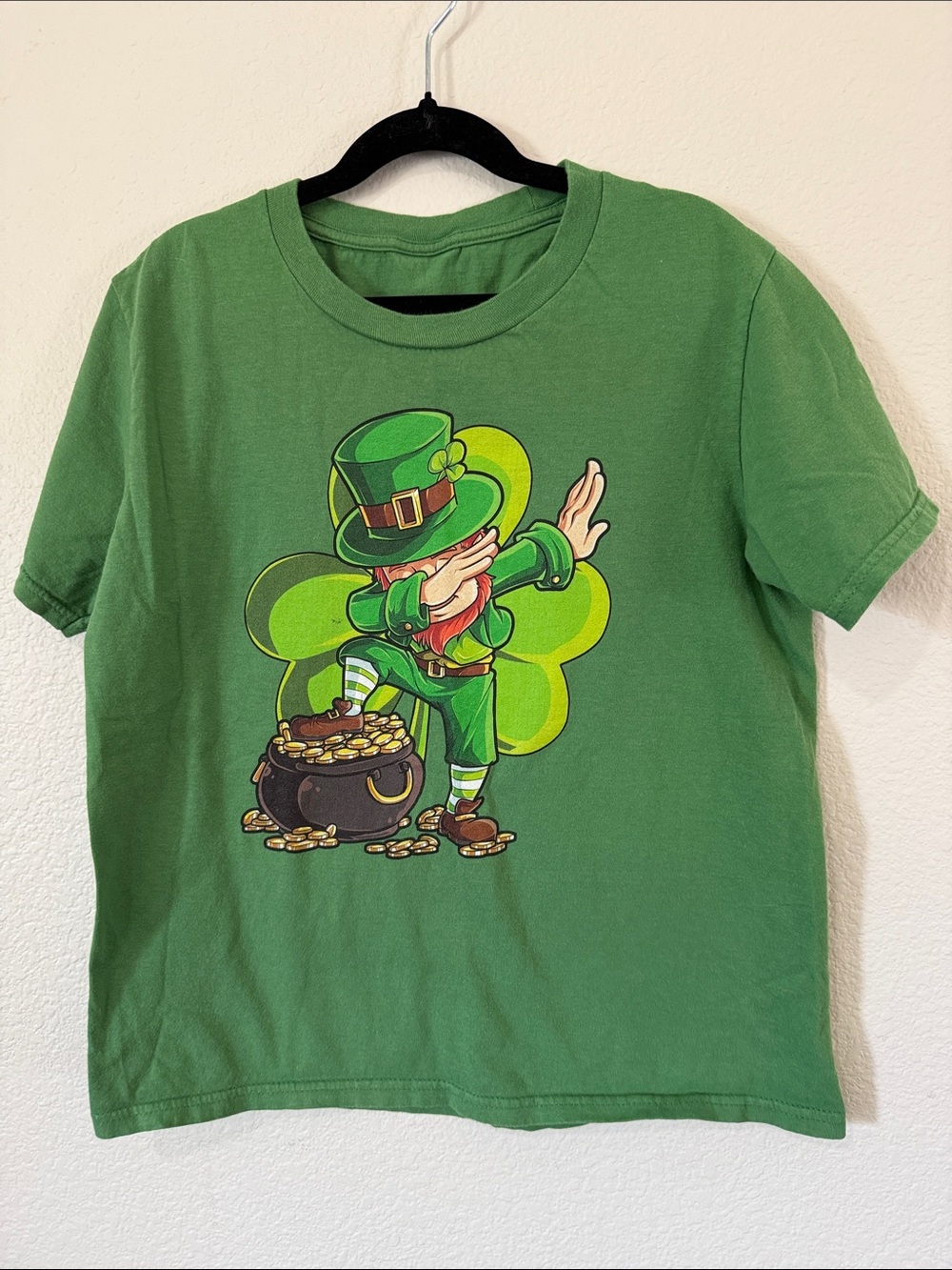 Kids Green Shamrock Leprechaun Graphic Tee